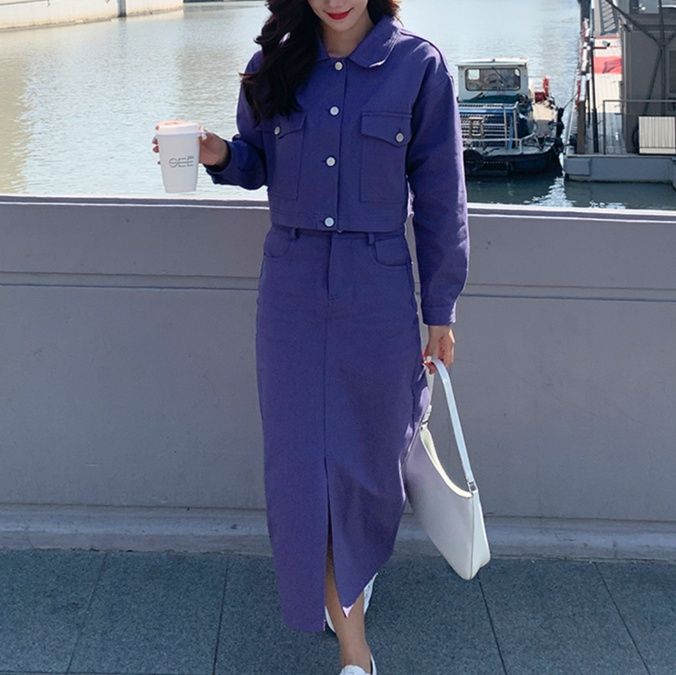 デニムセットアップ カジュアル春夏デニムスカート上下セット