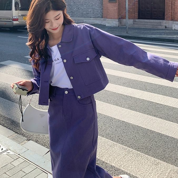 デニムセットアップ カジュアル春夏デニムスカート上下セット