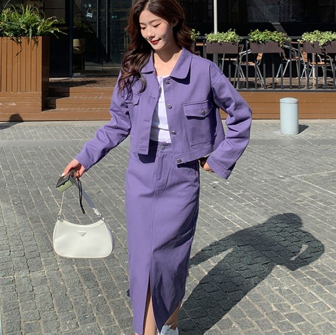 デニムセットアップ カジュアル春夏デニムスカート上下セット