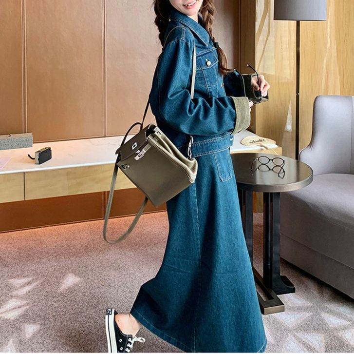 デニムセットアップ こなれ感ジャケット＆スカートセット