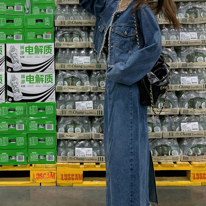 デニムセットアップ カジュアル裾フリンジデニムセット