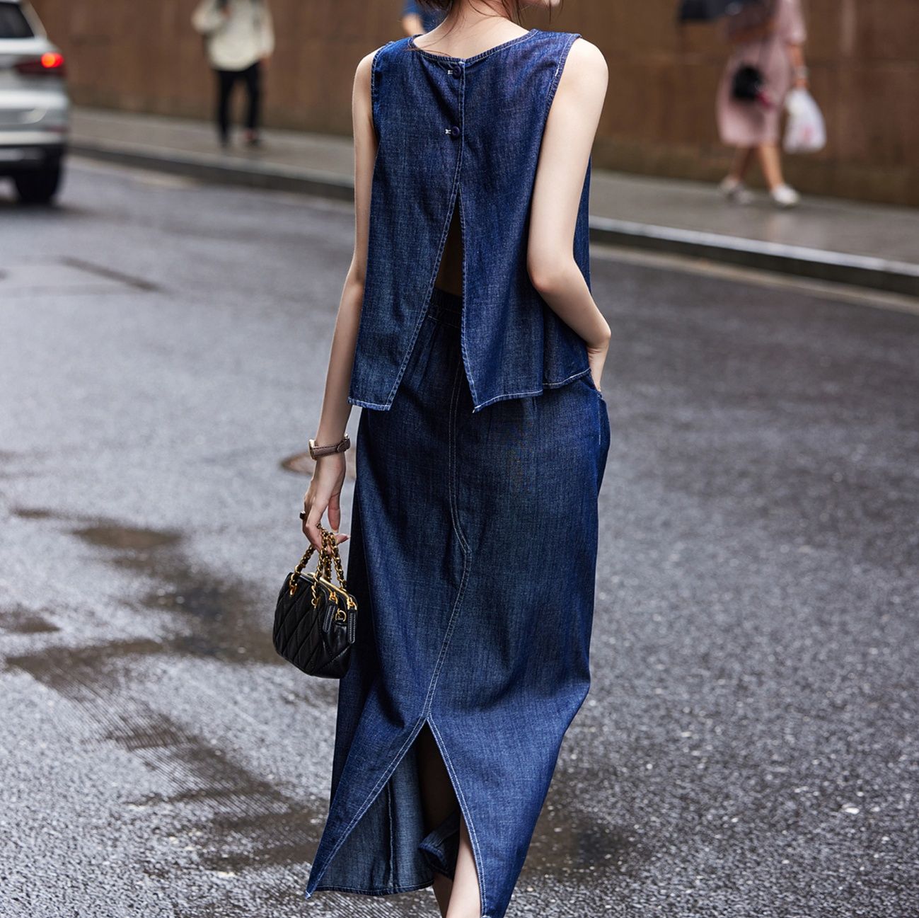 デニムセットアップ 風合い豊かなデニム長身セット