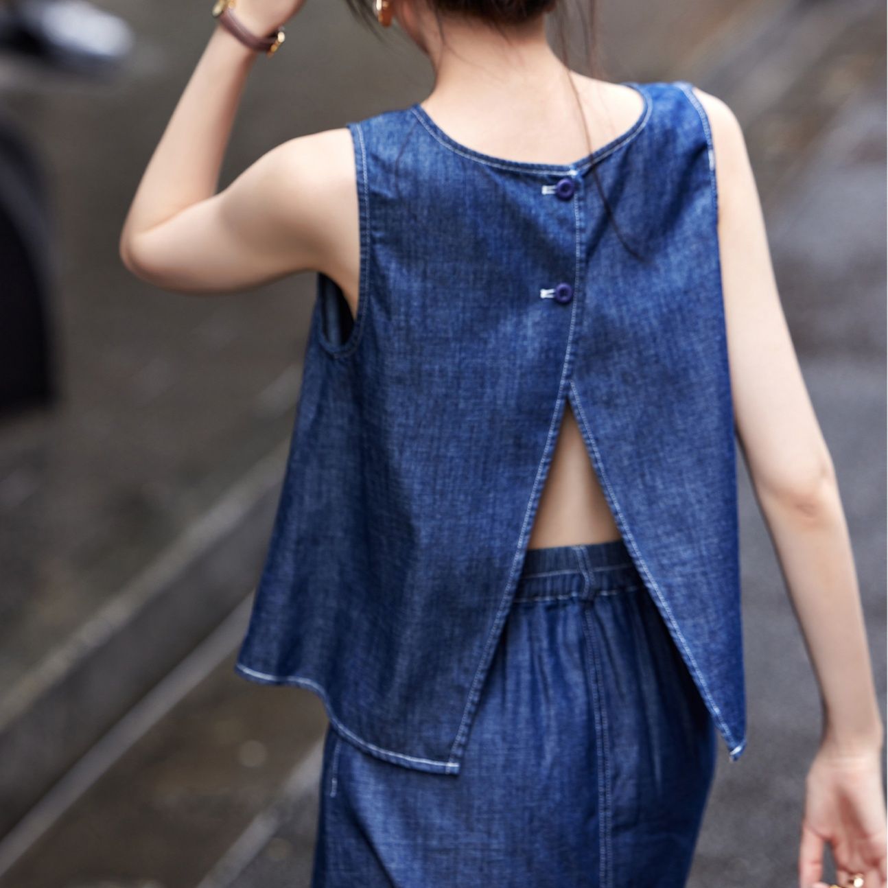 デニムセットアップ 風合い豊かなデニム長身セット