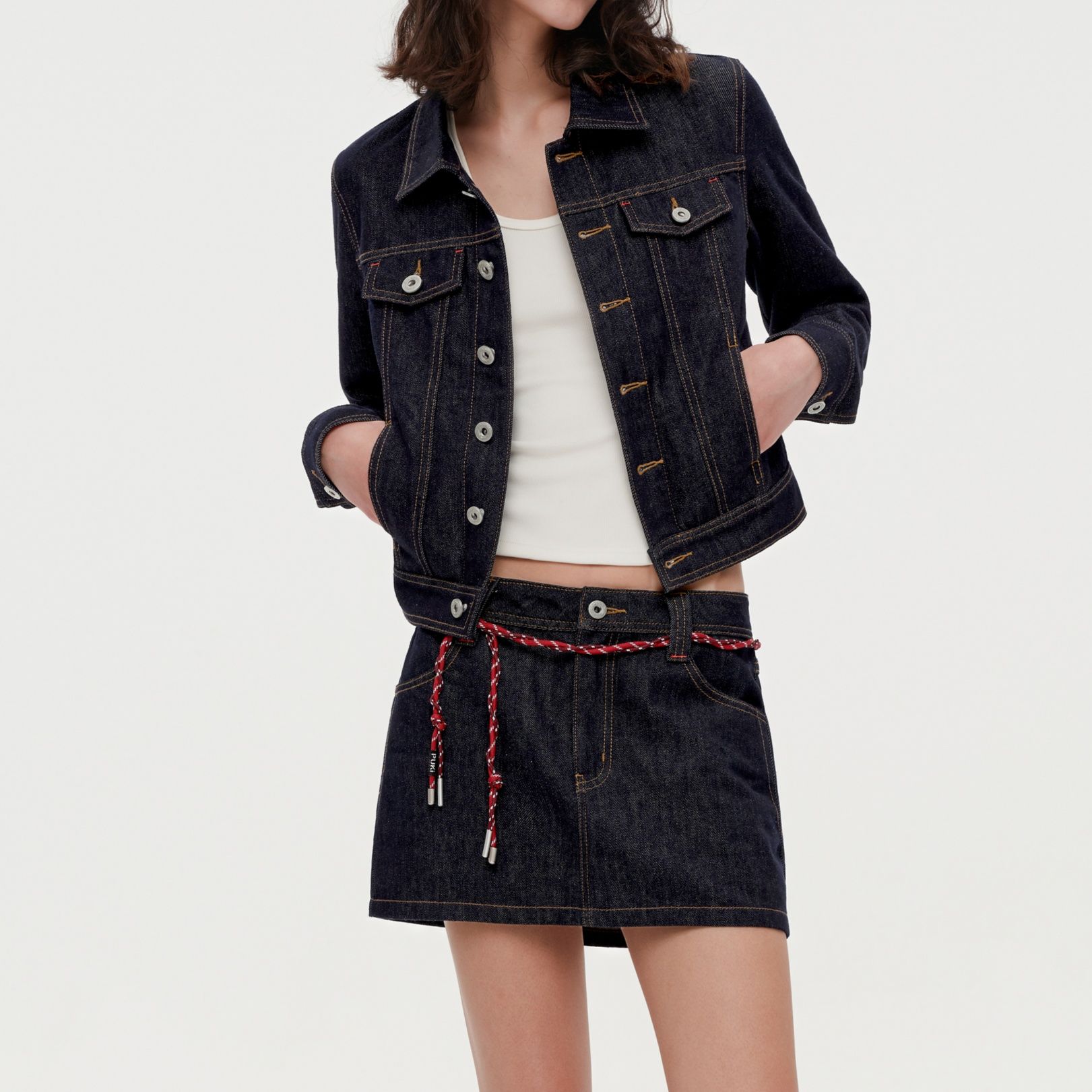 デニムセットアップ クラシカル ミニスカート セットアップ