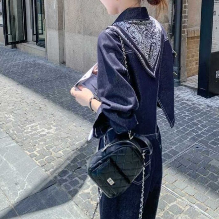 デニムセットアップ クラシック風ワイドジージャンセット