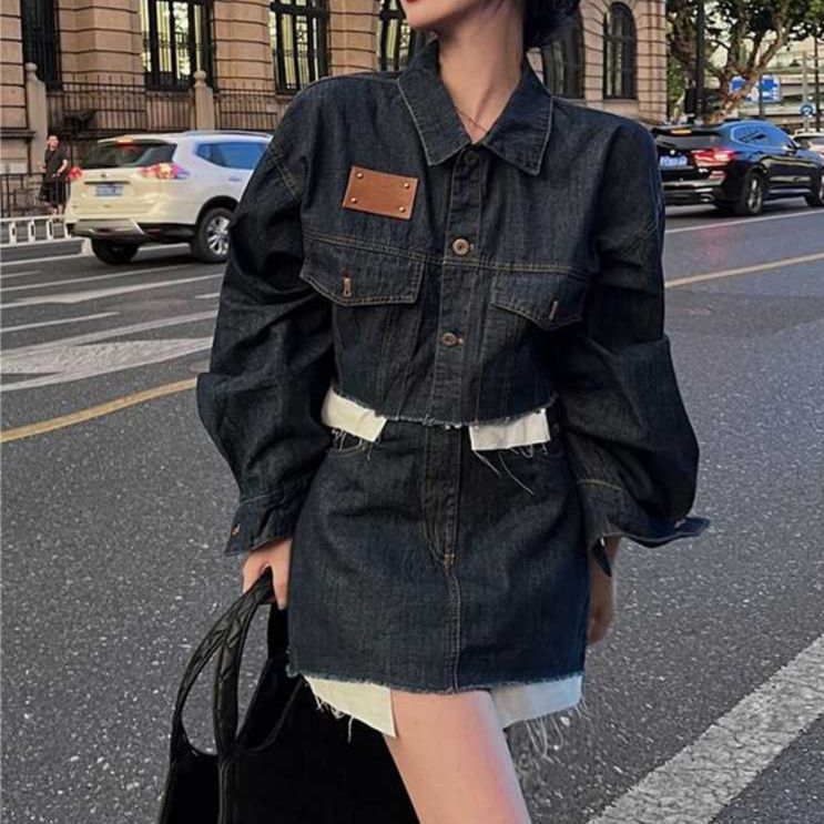 デニムセットアップ 裾切りっぱなしデニムセットアップ