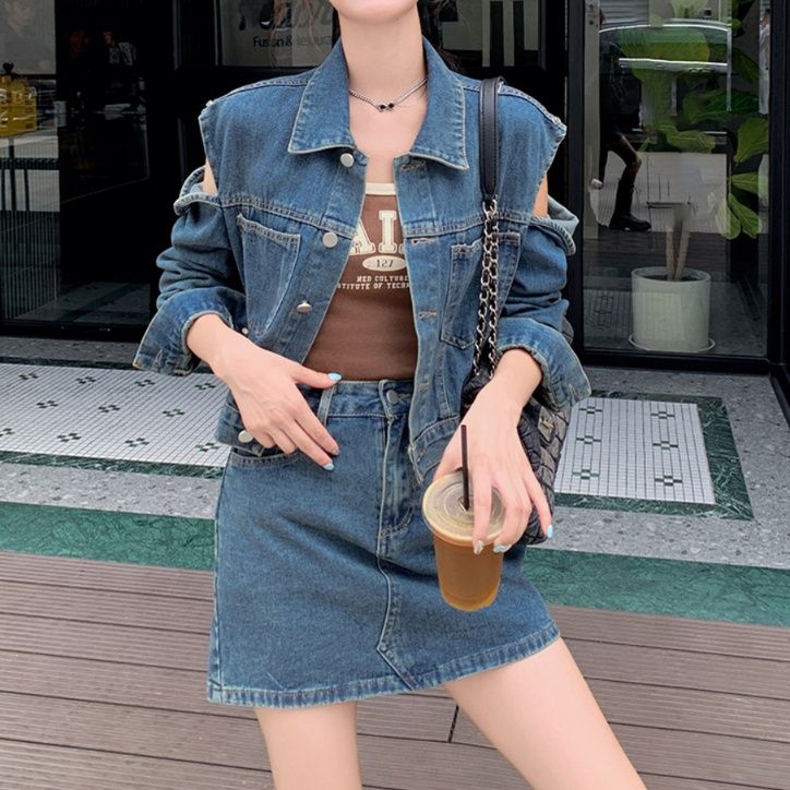 デニムセットアップ カジュアル ミニスカート セットアップ