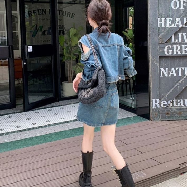 デニムセットアップ カジュアル ミニスカート セットアップ