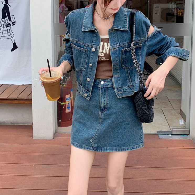 デニムセットアップ カジュアル ミニスカート セットアップ