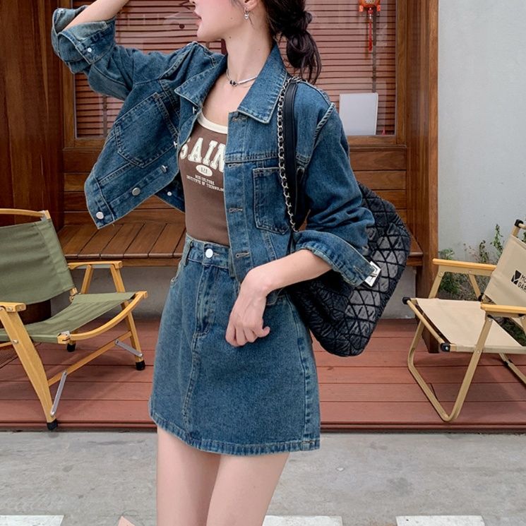 デニムセットアップ カジュアル ミニスカート セットアップ