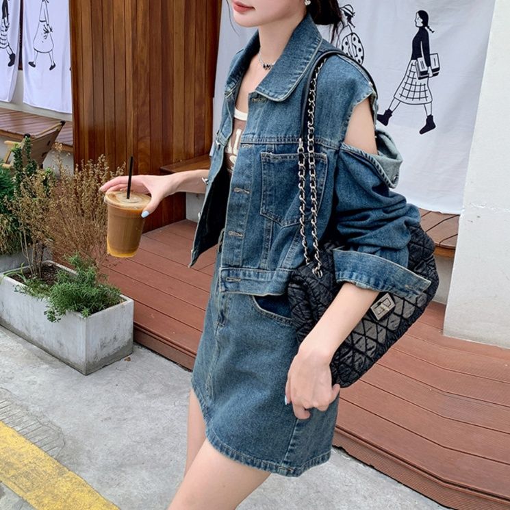 デニムセットアップ カジュアル ミニスカート セットアップ