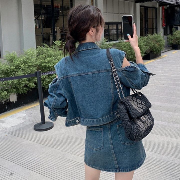 デニムセットアップ カジュアル ミニスカート セットアップ