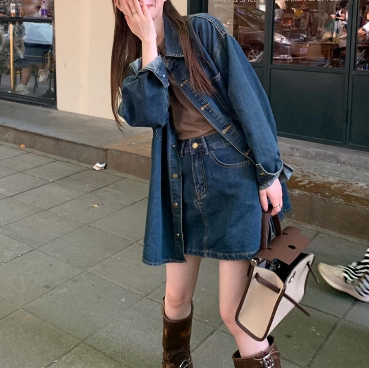 デニムセットアップ ゆったりシルエットデニムセットアップ