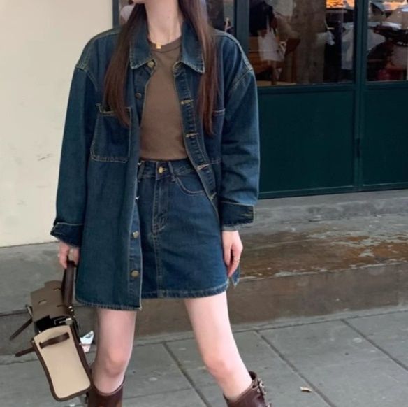 デニムセットアップ ゆったりシルエットデニムセットアップ