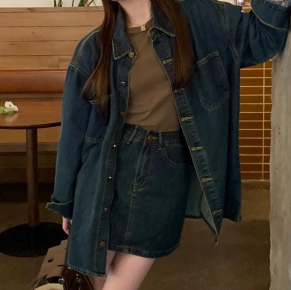 デニムセットアップ ゆったりシルエットデニムセットアップ