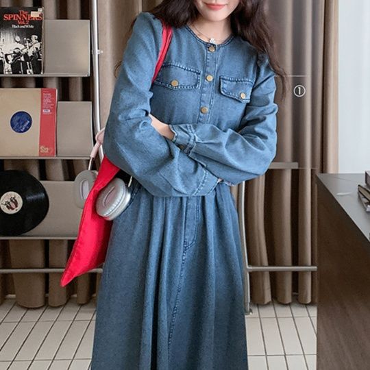 デニムセットアップ クラシカルジャケットフレアスカート