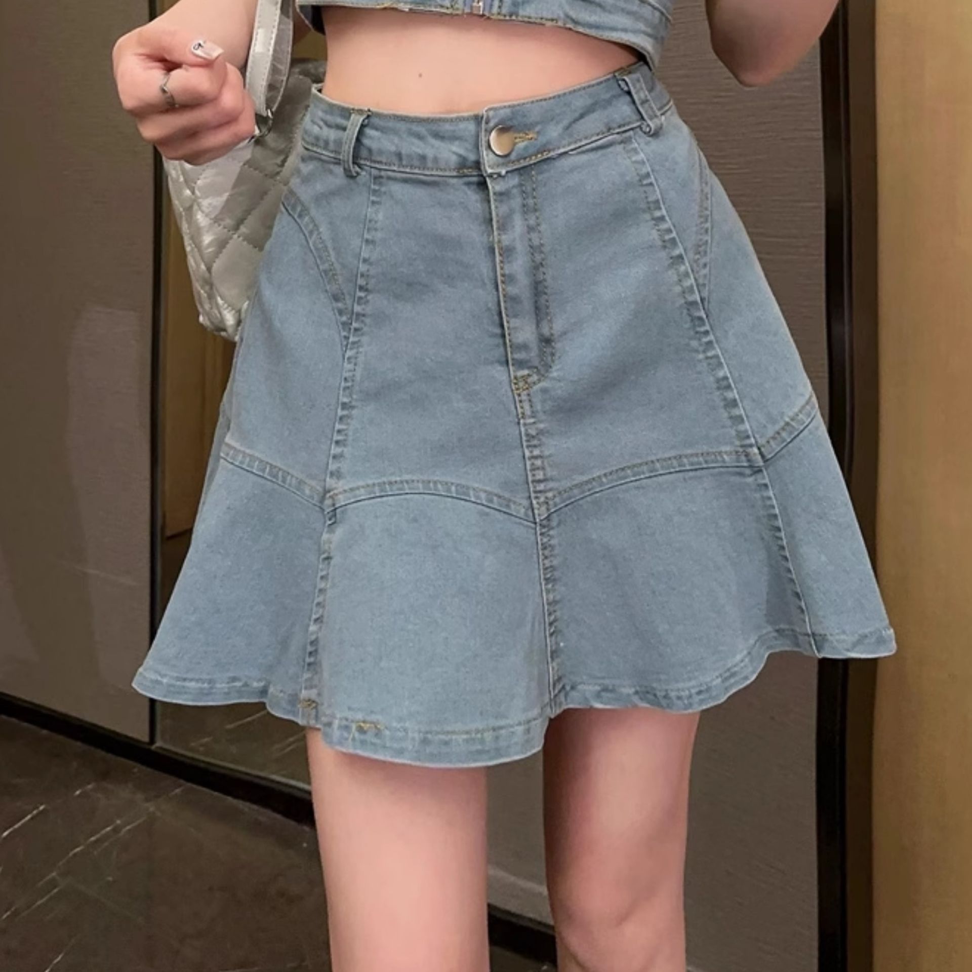 デニムセットアップ 夏風フレアデニムセットアップ