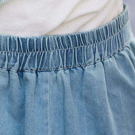 デニムセットアップ 編み上げ風ジャケット＆ロングスカート