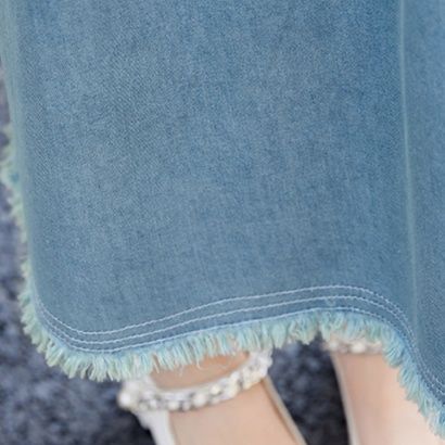 デニムセットアップ 編み上げ風ジャケット＆ロングスカート