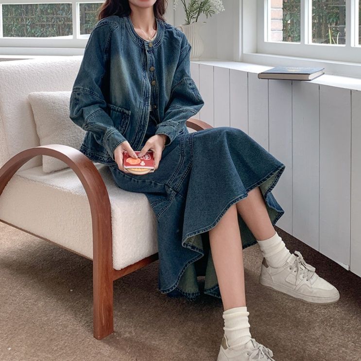 デニムセットアップ ゆったりマーメイドデニムセット