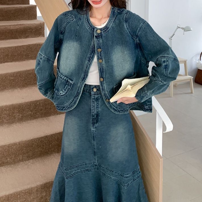 デニムセットアップ ゆったりマーメイドデニムセット