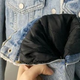 デニムセットアップ ボア襟付きジージャンとミニスカートのセットアップ