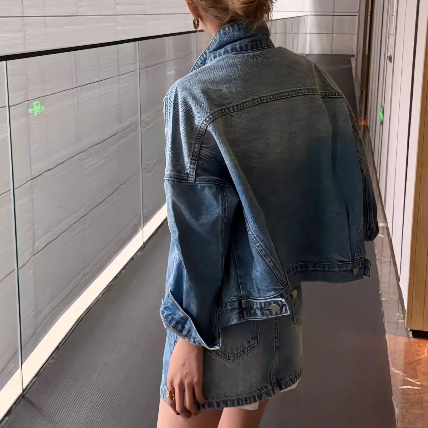 デニムセットアップ ゆったりジャケット&ミニスカートセット