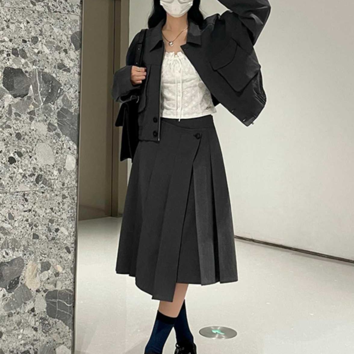 デニムセットアップ クラシカルラップスカートセット