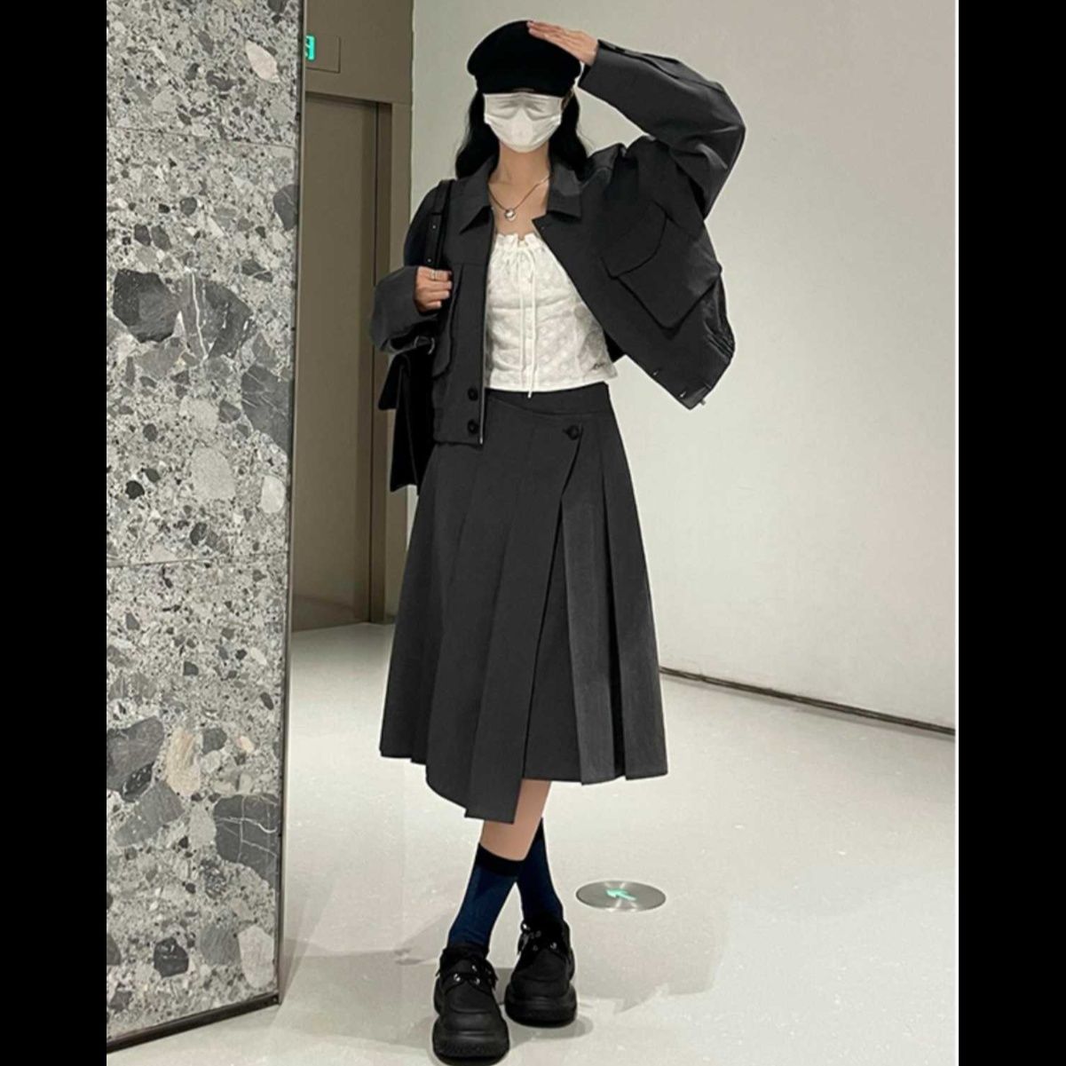 デニムセットアップ クラシカルラップスカートセット