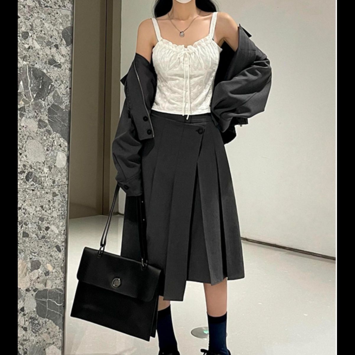 デニムセットアップ クラシカルラップスカートセット