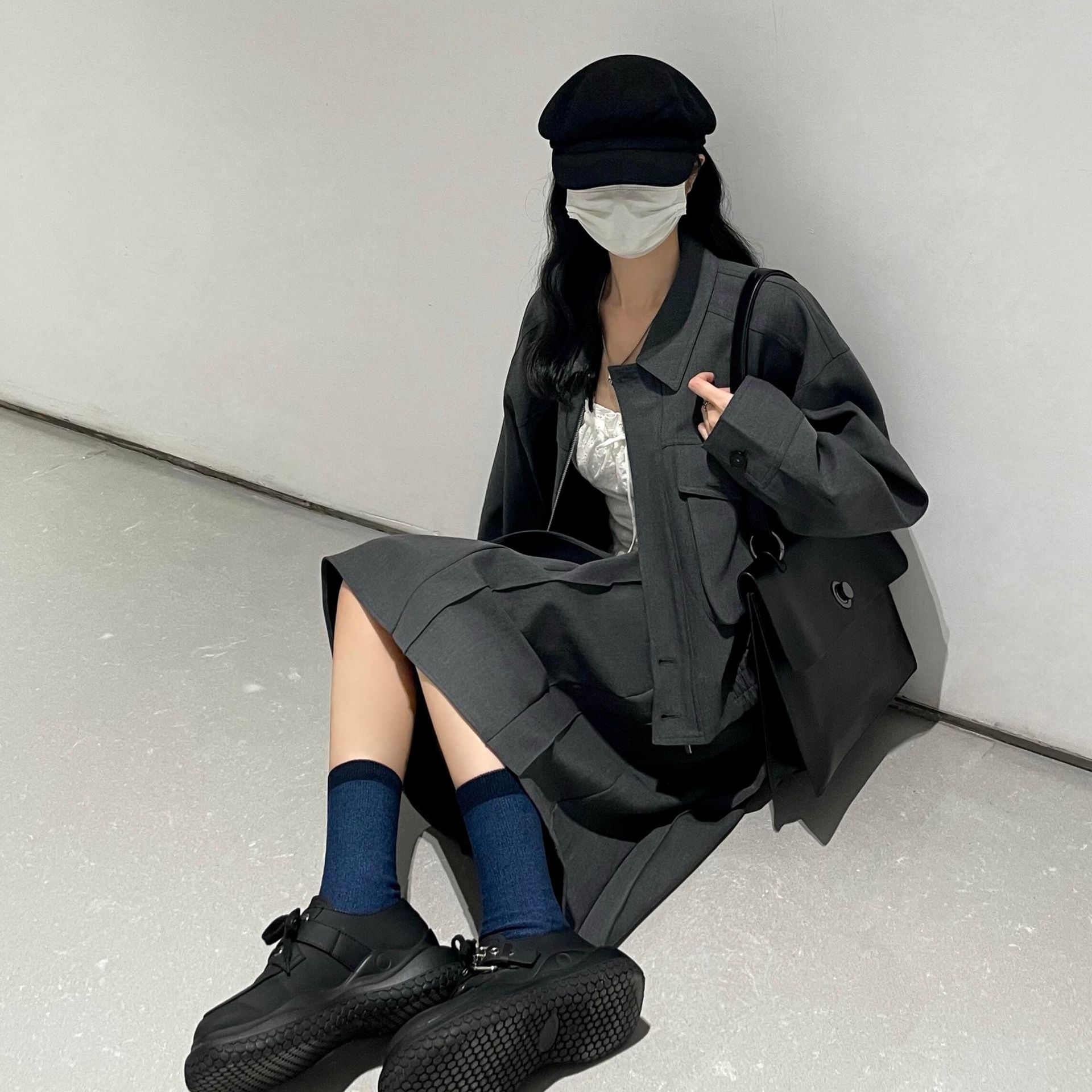 デニムセットアップ クラシカルラップスカートセット