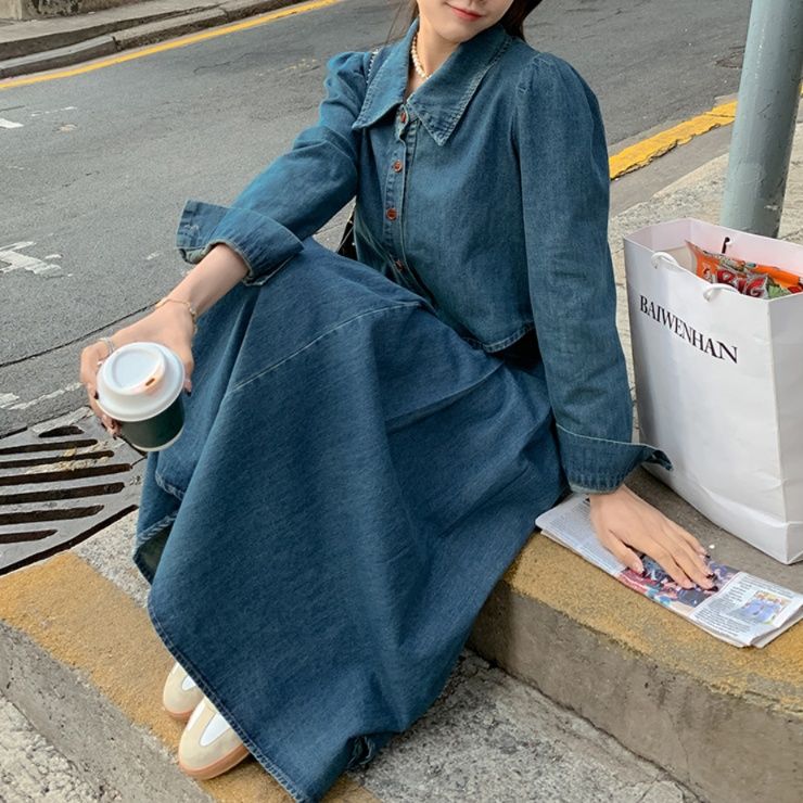 デニムセットアップ クラシカル プリーツ セットアップ