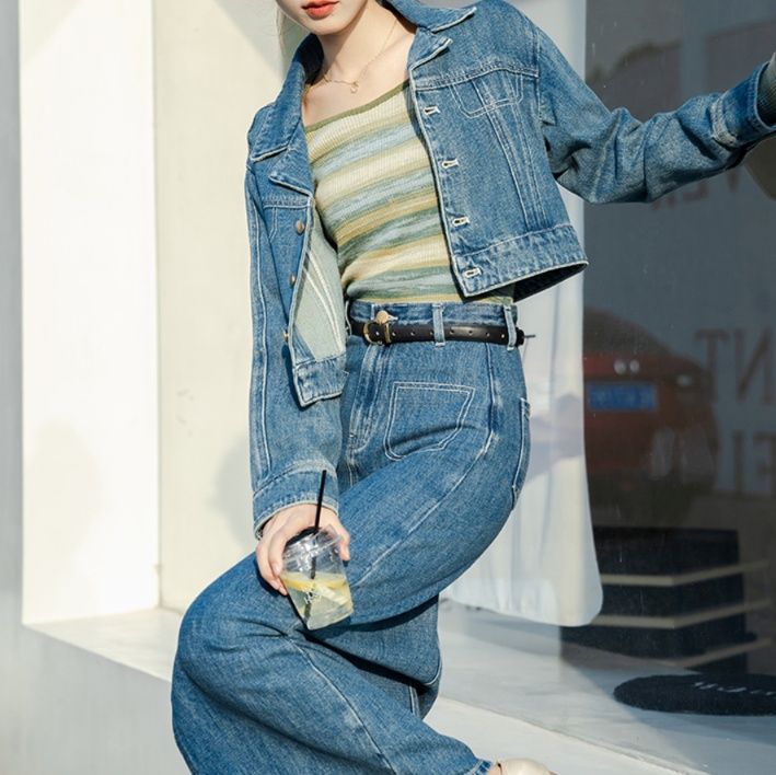 デニムセットアップ クラシカルロングスカートセット