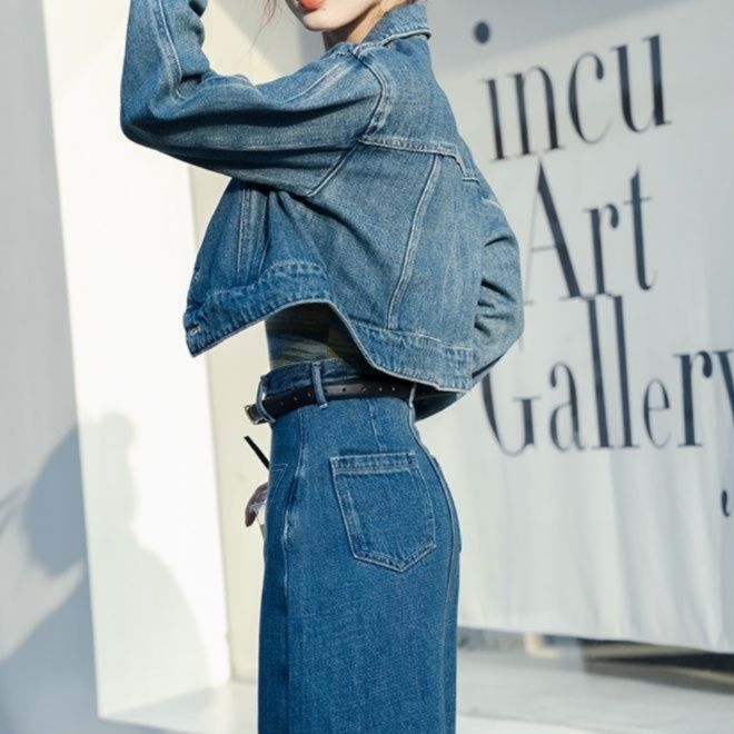 デニムセットアップ クラシカルロングスカートセット