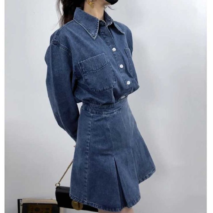 デニムセットアップ クラシカルプリーツデニムセット