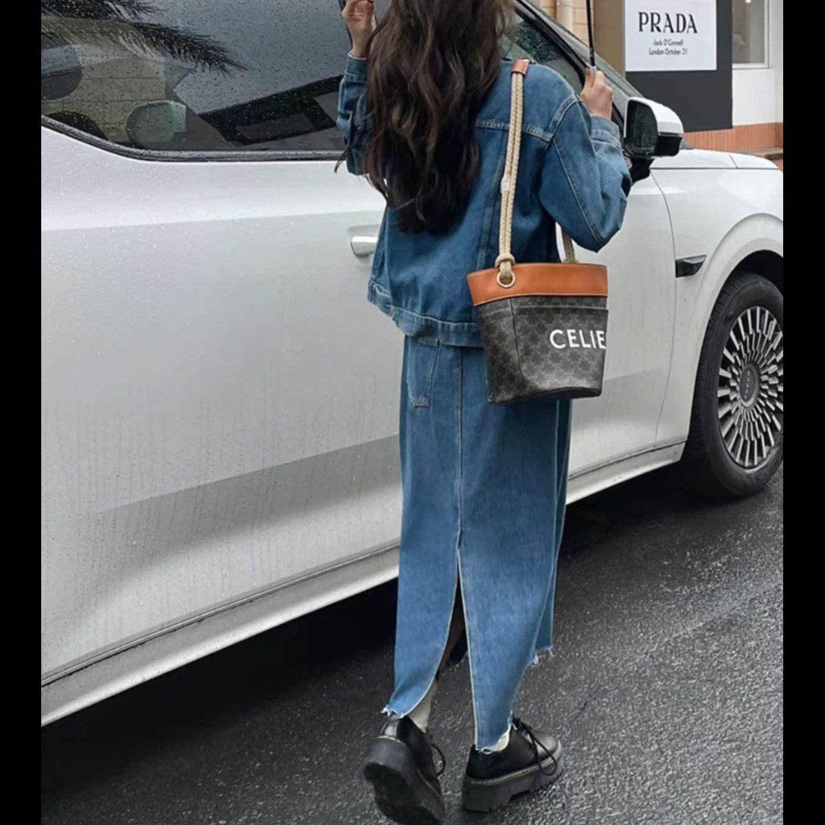 デニムセットアップ クラシックロングスカートセット