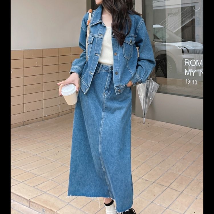 デニムセットアップ クラシックロングスカートセット