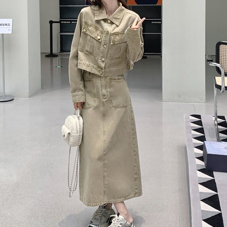 デニムセットアップ ナチュラルシルエット スカートセット