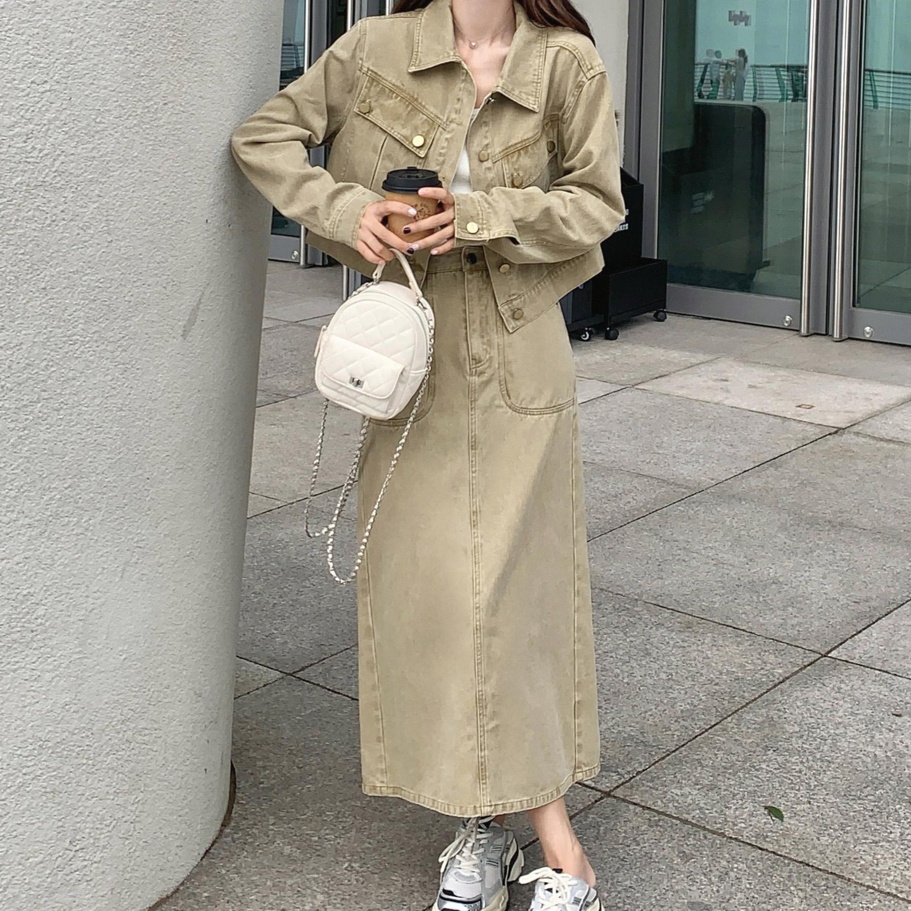 デニムセットアップ ナチュラルシルエット スカートセット