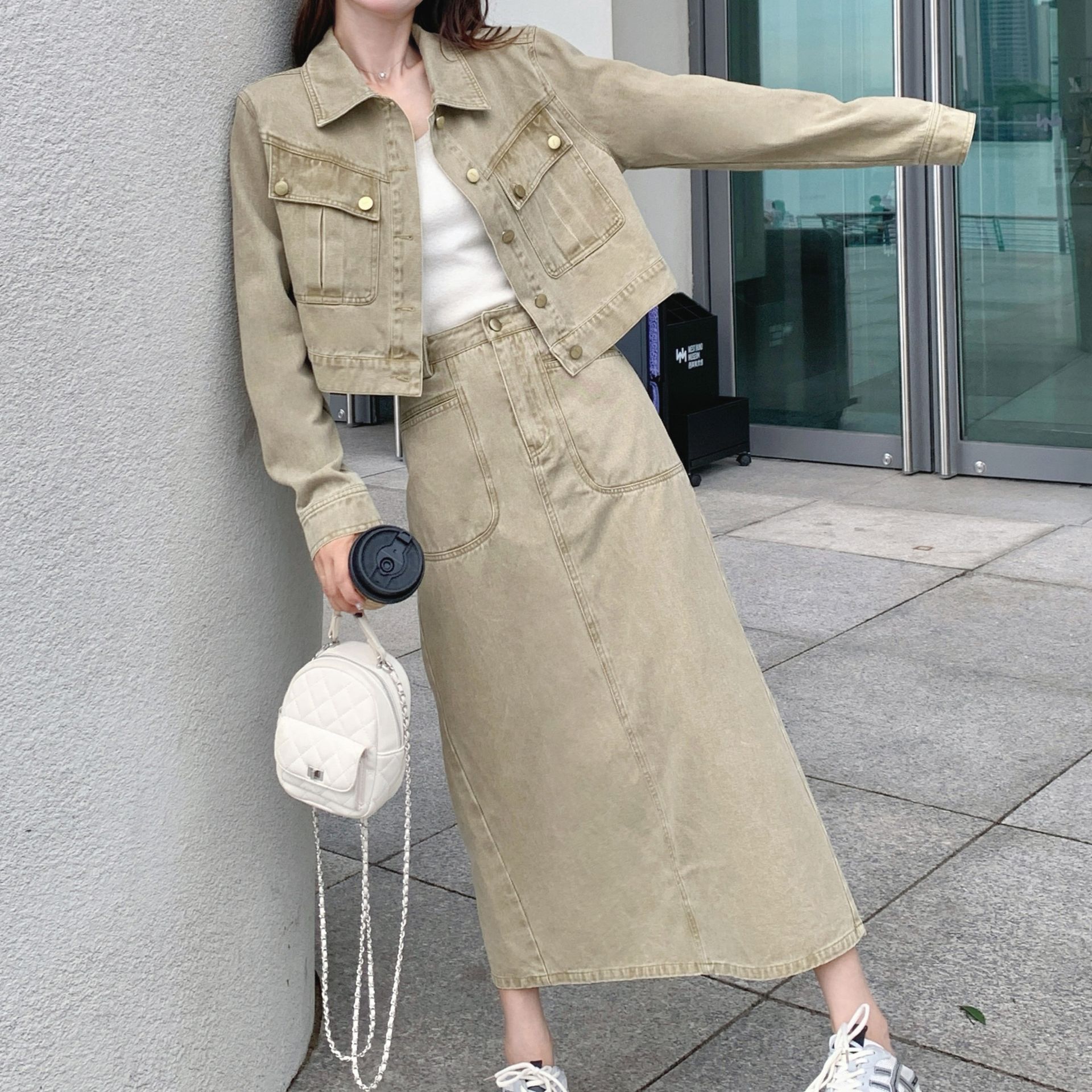 デニムセットアップ ナチュラルシルエット スカートセット