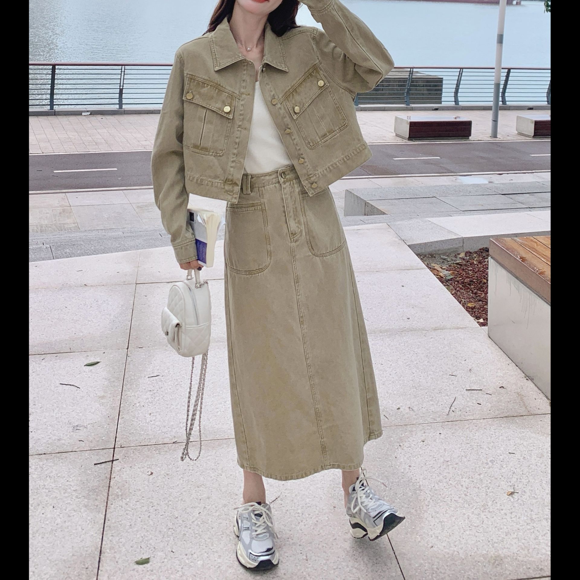 デニムセットアップ ナチュラルシルエット スカートセット