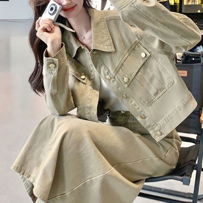 デニムセットアップ ナチュラルシルエット スカートセット