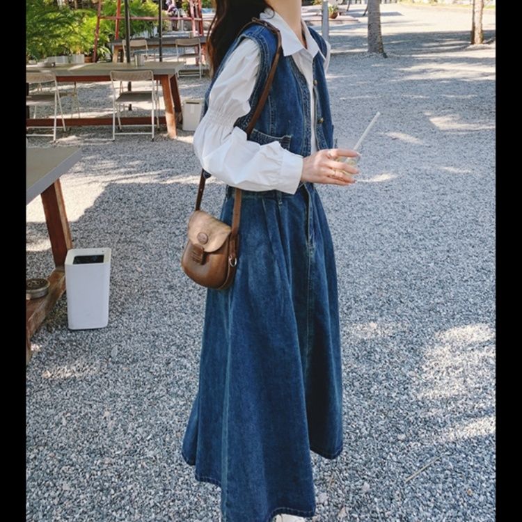 デニムセットアップ レトロベスト＆ロングスカート