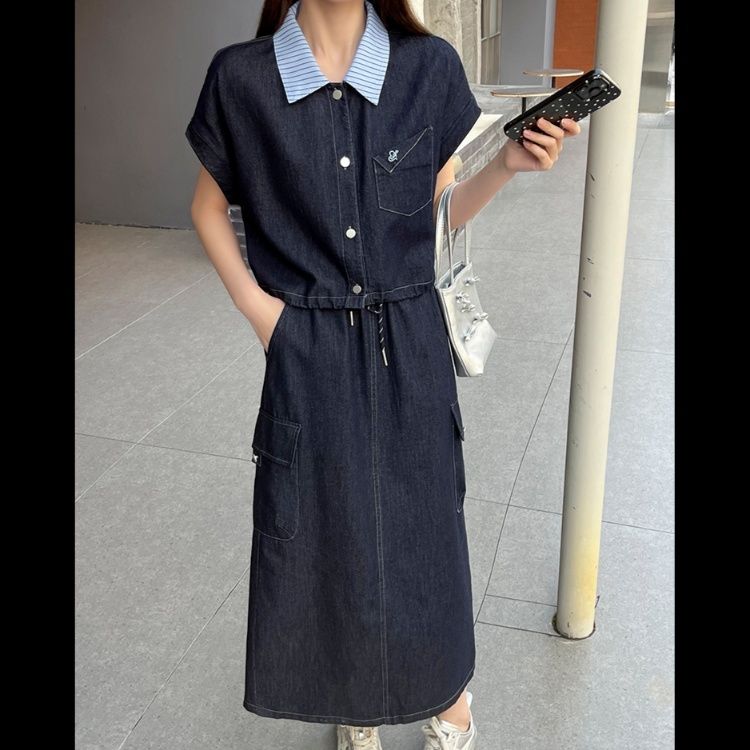 デニムセットアップ マリン風ストライプ襟セットアップ