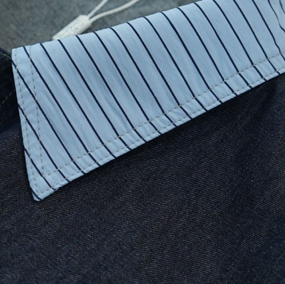 デニムセットアップ マリン風ストライプ襟セットアップ