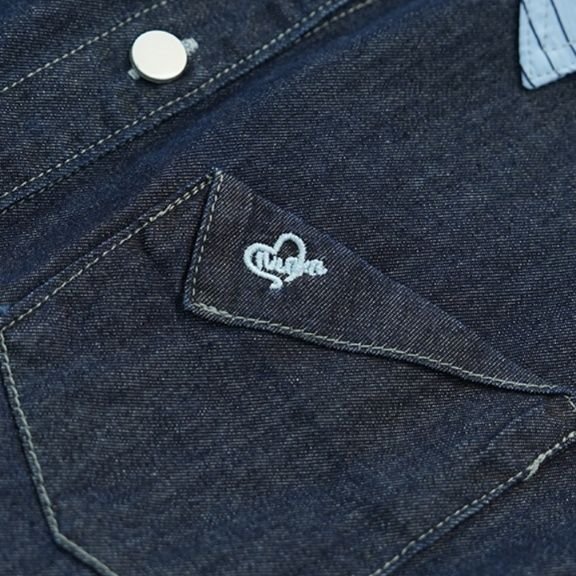 デニムセットアップ マリン風ストライプ襟セットアップ