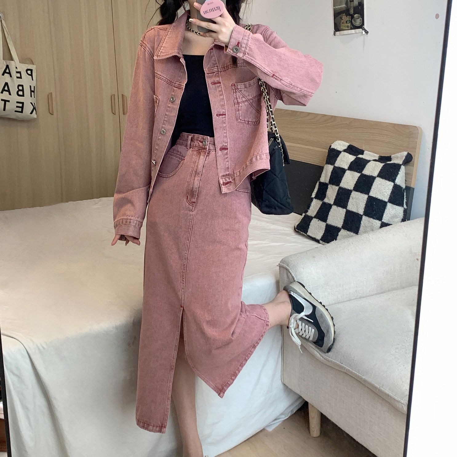 デニムセットアップ クラシカルデニムスカートセット