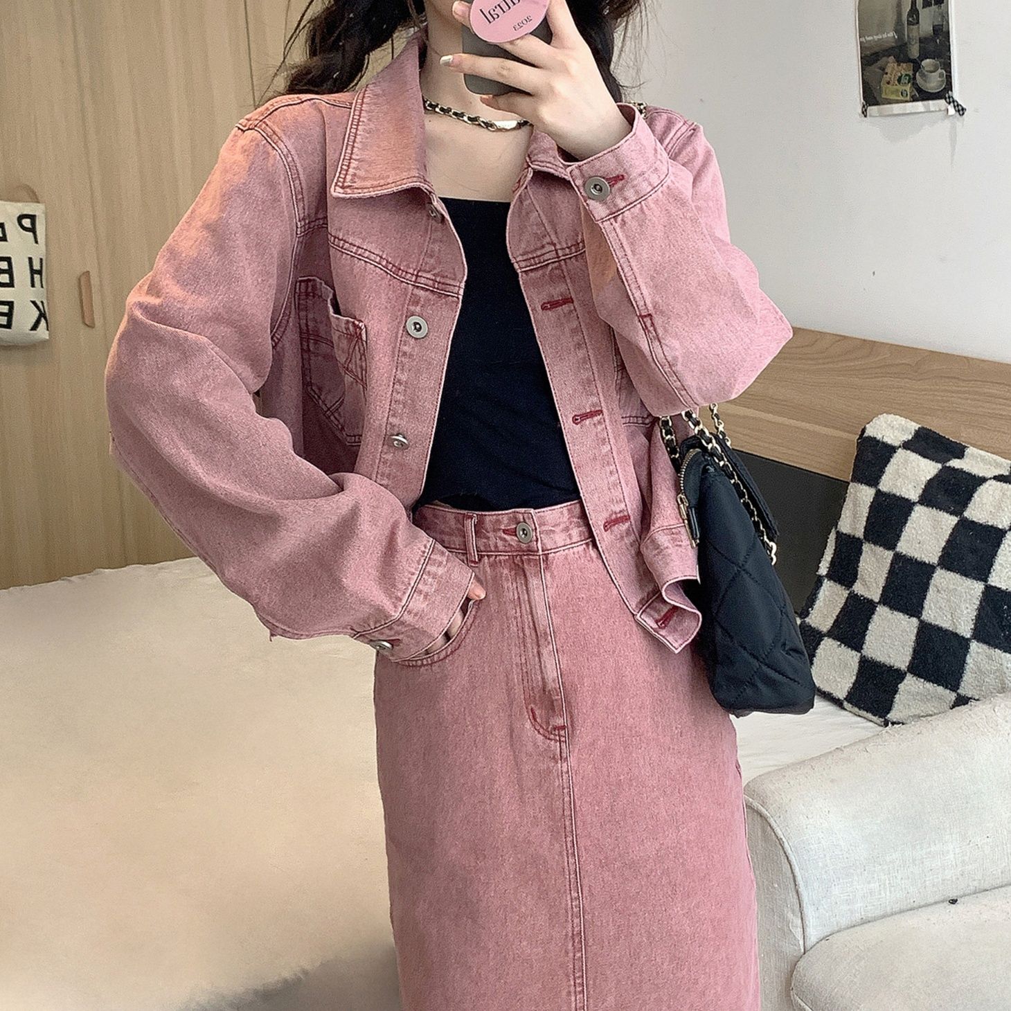 デニムセットアップ クラシカルデニムスカートセット