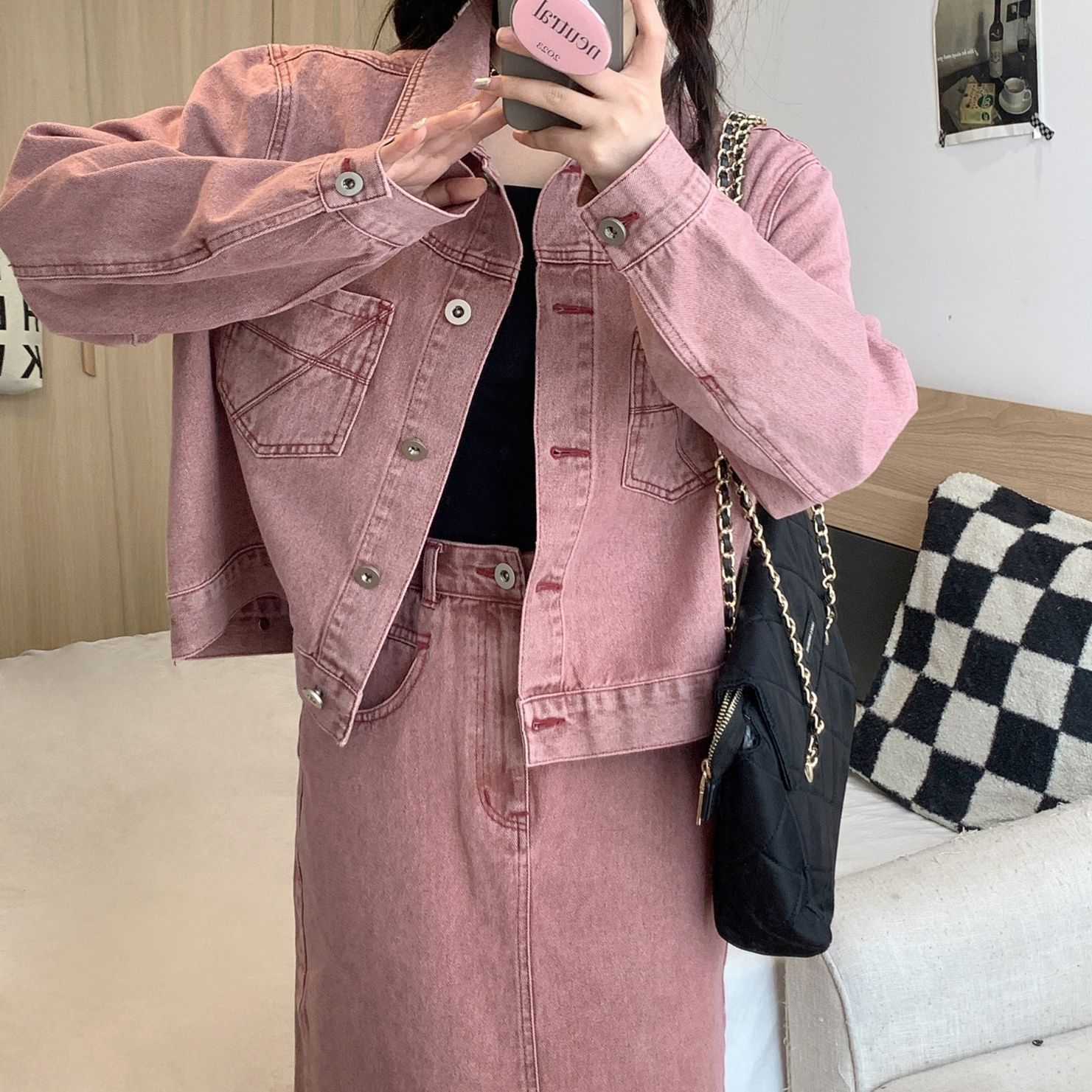 デニムセットアップ クラシカルデニムスカートセット