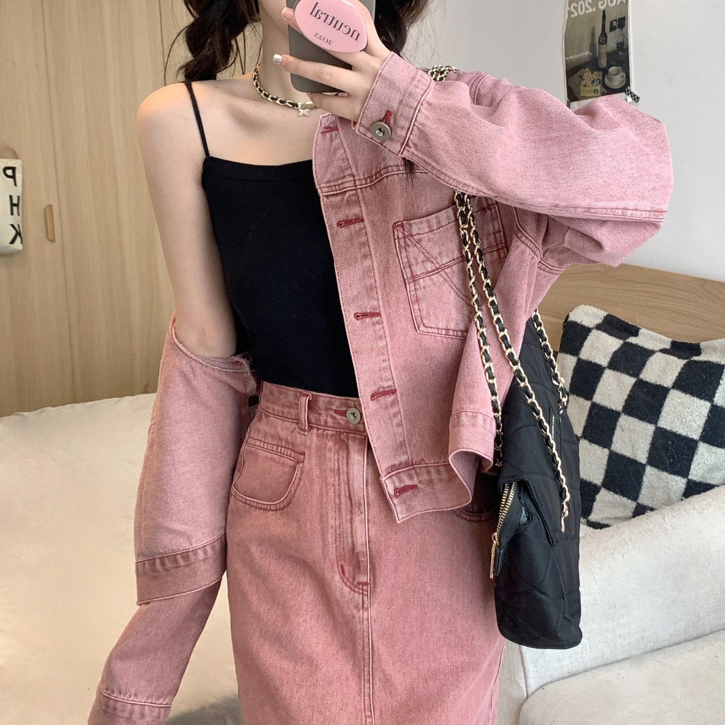 デニムセットアップ クラシカルデニムスカートセット